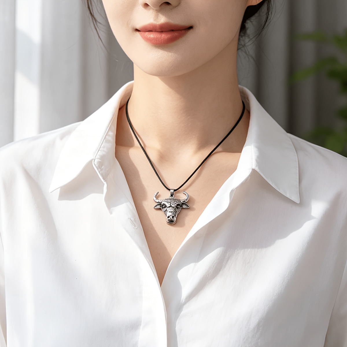 3pc Handmade Bull Head & Bird Skull Pendant Necklace Set